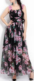 Rose Print Chiffon Maxi Dress