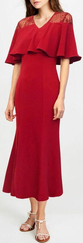 Draped V-Neck Dress with Lace Detail | DESIGNER INSPIRED FASHIONS