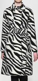 Belted Zebra-Print Wool Coat