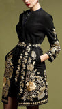 Gold-Embellished Wool Coat in Black - DESIGNER INSPIRED FASHIONS