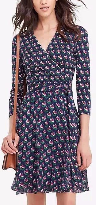 'Irina' Printed Wrap Dress in Blue - DESIGNER INSPIRED FASHIONS