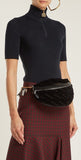 Small Velvet Jacquard Logo Belt Bag - Blue or Black