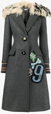 Patchwork Embellished Faux-Shearling Coat