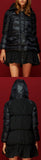 Short Down Coat with Skirt-Hem, Black