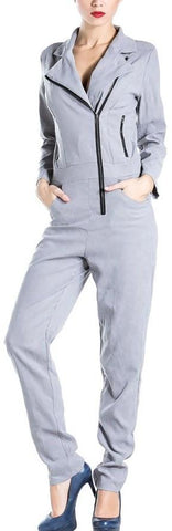 Zip Jumpsuit in Grey - DESIGNER INSPIRED FASHIONS