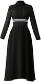 Black Contrast-Stripe Midi Dress