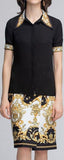 Baroque Trim Blouse and Skirt Set
