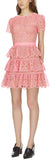 Pink Tiered Lace Mini Dress