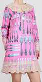 Utensil Print Lace-Trim Shift Dress