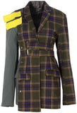 Color-Contrast Asymmetric Plaid Coat