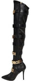 Long Embellished Black Heeled Boots - DESIGNER INSPIRED FASHIONS