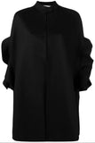 Ruffled Brushed Wool and Cashmere-Blend Cape, Black