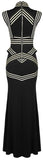 Ring-Embellished Striped Stretch Gown