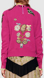 Embroidered Knit Sweater in Pink - DESIGNER INSPIRED FASHIONS
