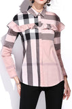 Ruffle Check Print Shirt