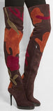 'Allison' Patchwork Over-the-Knee Suede Boot, Oxblood - DESIGNER INSPIRED FASHIONS