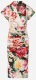 Dress in Printed Silk and Satin