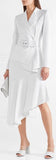 Belted Asymmetric Crepe Blazer and Skirt Set