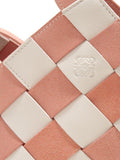 Pink And White Woven Basket Gingham Mini Leather Bag