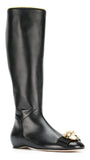 Pearl and Gem Embellished Calf Length Boots