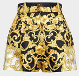 Gold Multi Hibiscus Shorts
