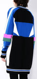 Color-Block Oversized Knit V-Neck Sweater - DESIGNER INSPIRED FASHIONS
