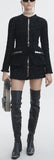 Button-Embellished Tweed Jacket and Skirt Set