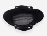 Tote M Shearling Bag, Black/White