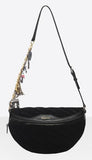 Small Velvet Jacquard Logo Belt Bag - Blue or Black