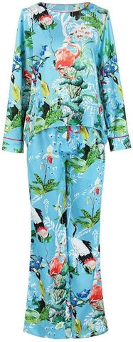 Blue Tropical Printed Top and Pant Set