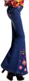Embellished Faded Bell-Bottom Jeans - DESIGNER INSPIRED FASHIONS