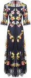 Floral-Embroidered Mesh and Lace Dress