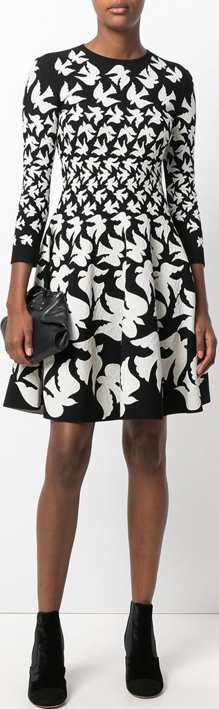 Bird Printed Skater Dress