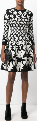 Bird Printed Skater Dress