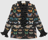 Butterfly Print Shirt with Ruffle Detail | DESIGNER INSPIRED FASHIONS