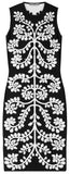 Floral Embroidered Intarsia Dress-Black
