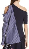 Mixed Media Cold-Shoulder Top