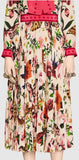 'Garden Exclusive' Printed Neck-Tie Blouse & Pleated Skirt in White - DESIGNER INSPIRED FASHIONS