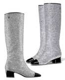 Glitter High Boots, Silver