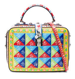 Printed Textured-Leather Shoulder Bag