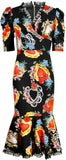 Sacred Heart Print Lace Trim Midi Dress