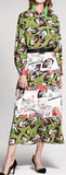 Fan-Printed Blouse & Skirt Set