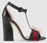 Leather Sandal with Flower Applique | DESIGNER INSPIRED FASHIONS