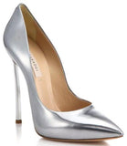 Metallic Leather Blade-Heel Pumps in Silver or Teal - DESIGNER INSPIRED FASHIONS