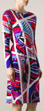 Multicolored Pattern Print Silk Blend Dress - DESIGNER INSPIRED FASHIONS