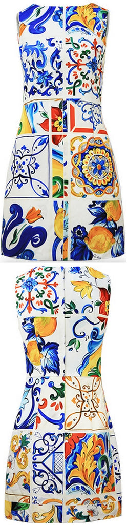 Tile Print Mini Dress