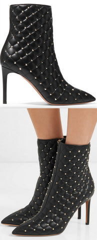 Rockstud Quilted Leather Ankle Boots