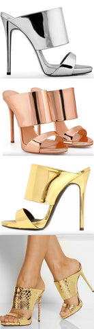 Metallic Stiletto Mule Slide - Silver, Rose Gold, Gold, Python Effect Gold