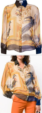 Sheer Printed Silk Shirt