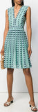 Knit V-Neck Pleated Mini Dress, Green